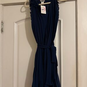 Esley Deep Blue Dress with Pleats